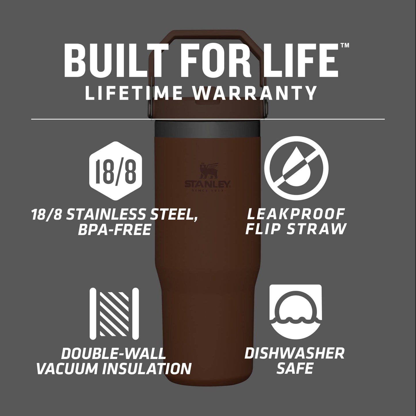STANLEY IceFlow Stainless Steel Tumbler - Vacuum Insulated Water Bottle for Home, Office or Car Reusable Cup with Straw Leak Resistant Flip Cold for 12 Hours or Iced for 2 Days, Ochre, 30 OZ / 0.89 L