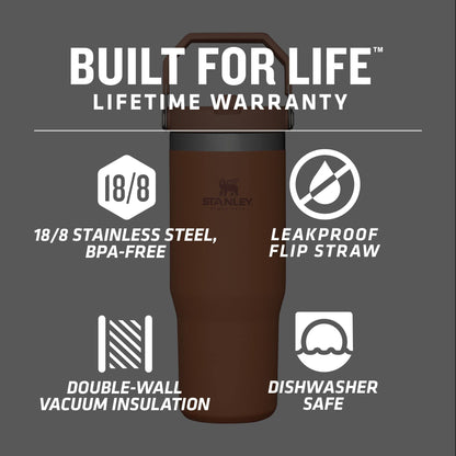 STANLEY IceFlow Stainless Steel Tumbler - Vacuum Insulated Water Bottle for Home, Office or Car Reusable Cup with Straw Leak Resistant Flip Cold for 12 Hours or Iced for 2 Days, Ochre, 30 OZ / 0.89 L