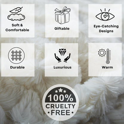 Tache White Ivory Super Soft Warm Polar Faux Fur with Sherpa Throw Blanket 63 x 87