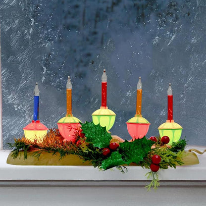 5-Count Bubble Light Candles, Plug-In Ivory Wire 3ft C7/E12 Base - Holiday Christmas Decoration (Variation: 5 Bubble Candle)