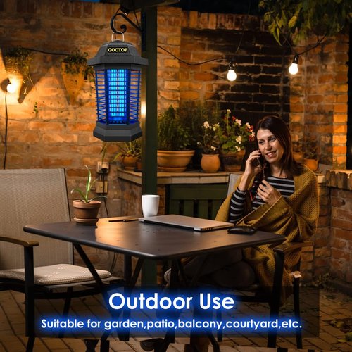 GOOTOP Bug Zapper Outdoor, Mosquito Zapper, 3 Prong Plug in Electric Fly Zapper, Mosquito Killer, Fly Traps, Flying Insects Zapper Indoor Outdoor, 4200V, ABS Plastic Outer (Black)