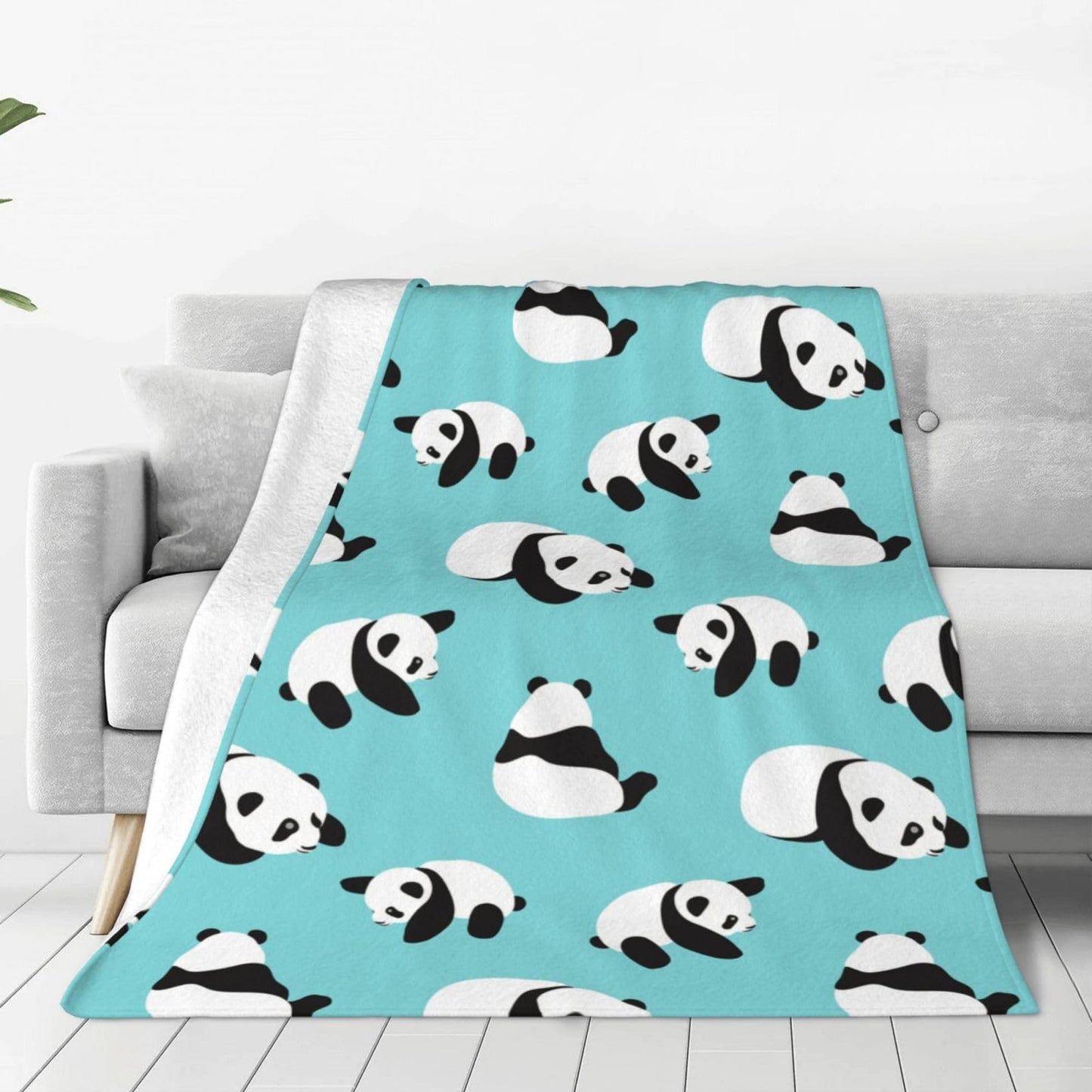 BLUBLU Cute Panda Flannel Fleece Bed Blanket Throw Blanket Lightweight Cozy Plush Blanket for Bedroom Living Rooms Sofa Couch 60"x50"