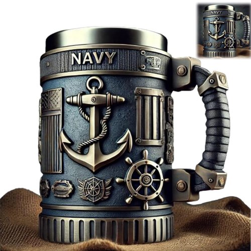Military 3D Mug, Army Themed Mug, Gift for Veterans - Salute to the Heroes, Handmade Military Coffee Cug, Army Navy Air Force Cug, Salute to soldier (B-Navy)