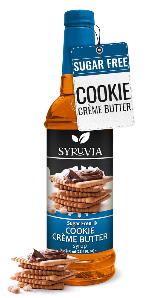 Syruvia Sugar Free Coffee Syrup - Cookie Crème Butter Flavor for Lattes & Desserts | 25.4 fl oz