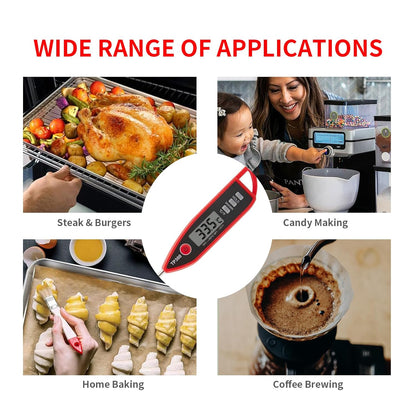 YFL Digital Meat Thermometer - Instant Read Cooking Thermometer with Large LCD Display for BBQ, Grill & Oven