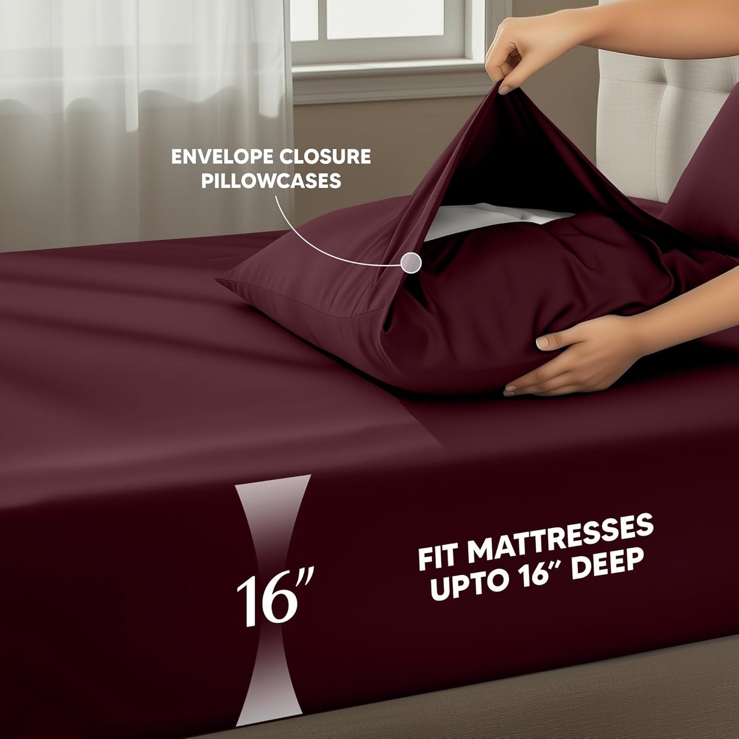 Utopia Bedding Queen Size Sheet Set - Soft & Breathable 4-Piece Microfiber Bed Sheets | Oeko-Tex Burgundy
