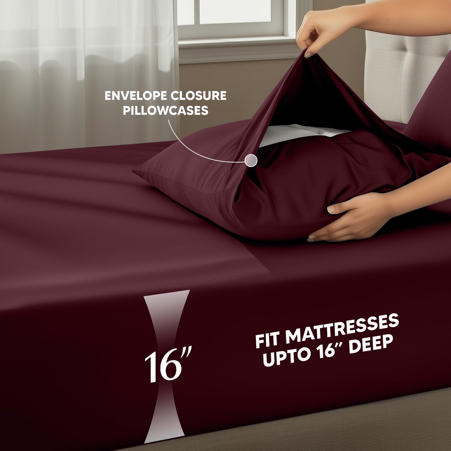 Utopia Bedding California King Size Sheet Set – 4 Piece Bed Sheets, Soft and Breathable Microfiber, Includes 1 Fitted Sheet, 1 Flat Sheet and 2 Pillowcases – Oeko Tex (Burgundy)