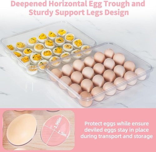 Deviled Egg Carrier by [Brand Name] - Durable Clear Plastic Storage for 24 Eggs | Stackable & Portable Pink Tray for Parties