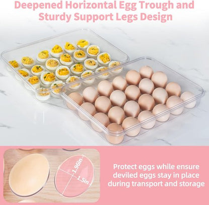 Deviled Egg Carrier by [Brand Name] - Durable Clear Plastic Storage for 24 Eggs | Stackable & Portable Pink Tray for Parties