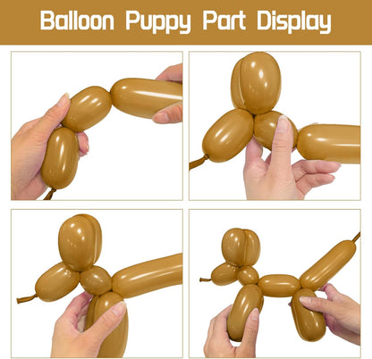 Skiennix 260 Latex Twisting Balloons - 100Pcs Brown Long Balloons for Animal Modeling & Party Decor