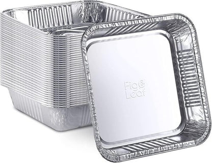 Fig & Leaf Disposable Aluminum Foil Cake Pans - 7” x 7” | 20 Pack | Ideal for Baking & Roasting