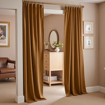 Lazzzy Gold Brown Blackout Velvet Curtains 84 Inch Long Thermal Insulated Room Darkening Curtain Drapes Luxury Back Tab Window Treatments for Bedroom Living Room 2 Panels, 52 x 84 Inch, Golden Brown