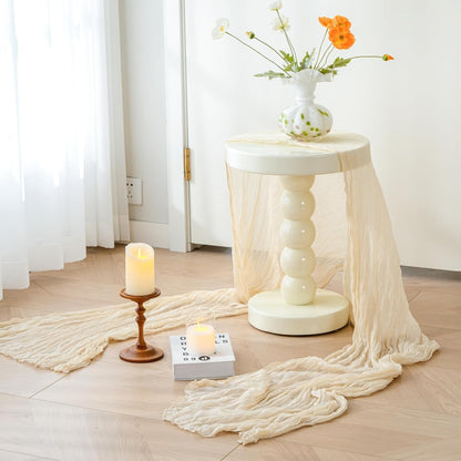 Sioloc Beige Cheesecloth Table Runner - Soft Boho Decor for Weddings & Events | 120'' x 35''
