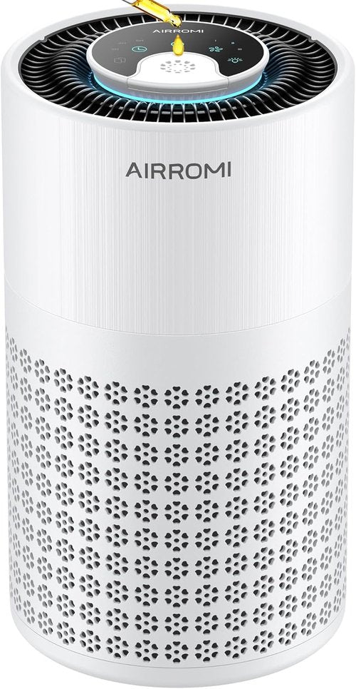 AIRROMI Air Purifier - HEPA 3-in-1 Filter for Bedroom | Covers Up to 990 Ft² - Quiet 360° Air Cleaner in White