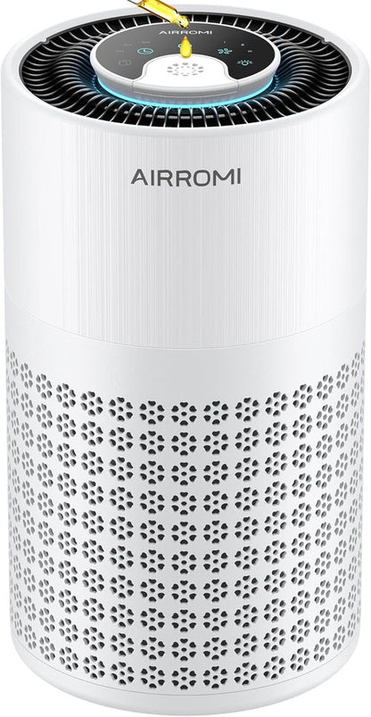 AIRROMI Air Purifier - HEPA 3-in-1 Filter for Bedroom | Covers Up to 990 Ft² - Quiet 360° Air Cleaner in White