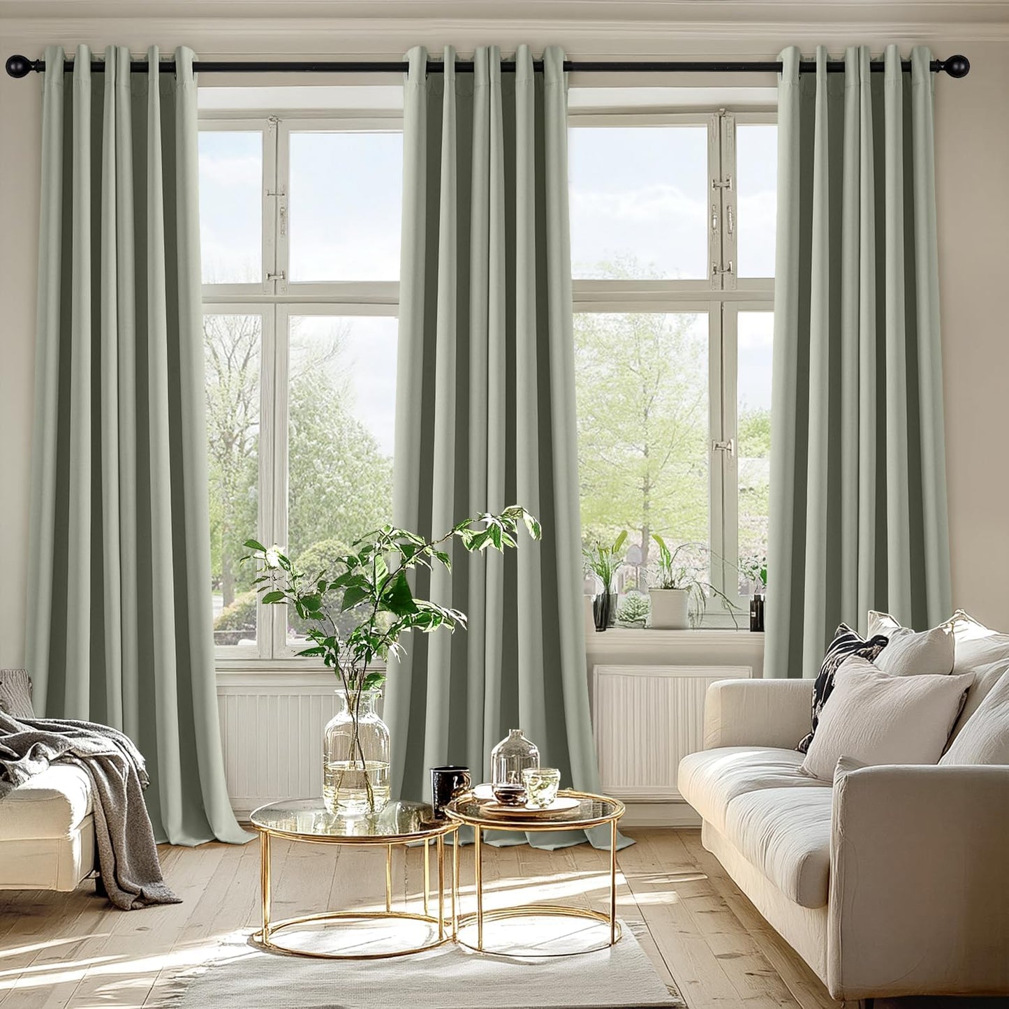 MIULEE Sage Green Blackout Curtains - Thermal Insulated Room Darkening Drapes | 90 Inches Long, 2 Panels