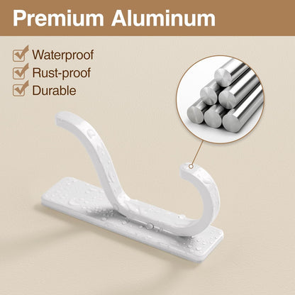 Pickpiff Adhesive Wall Coat Hooks - Heavy-Duty Stick-On Metal Hangers for Towels, Bags & Clothes | 10 Pack, White