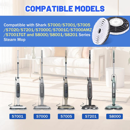 Shark Upgraded Steam Mop Pads - Replacement Brush Heads with Scrubbing Bristles | Deep Clean Hardwood & Tile Floors | Fits S7000 Series & More - 2 Pack