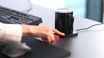 hurkins Smug V5, Temperature Control Coffee Mug Warmer & Mug & pctg Lid Set, Wireless Charging Function, Office/Home for Desk (Origin Black)