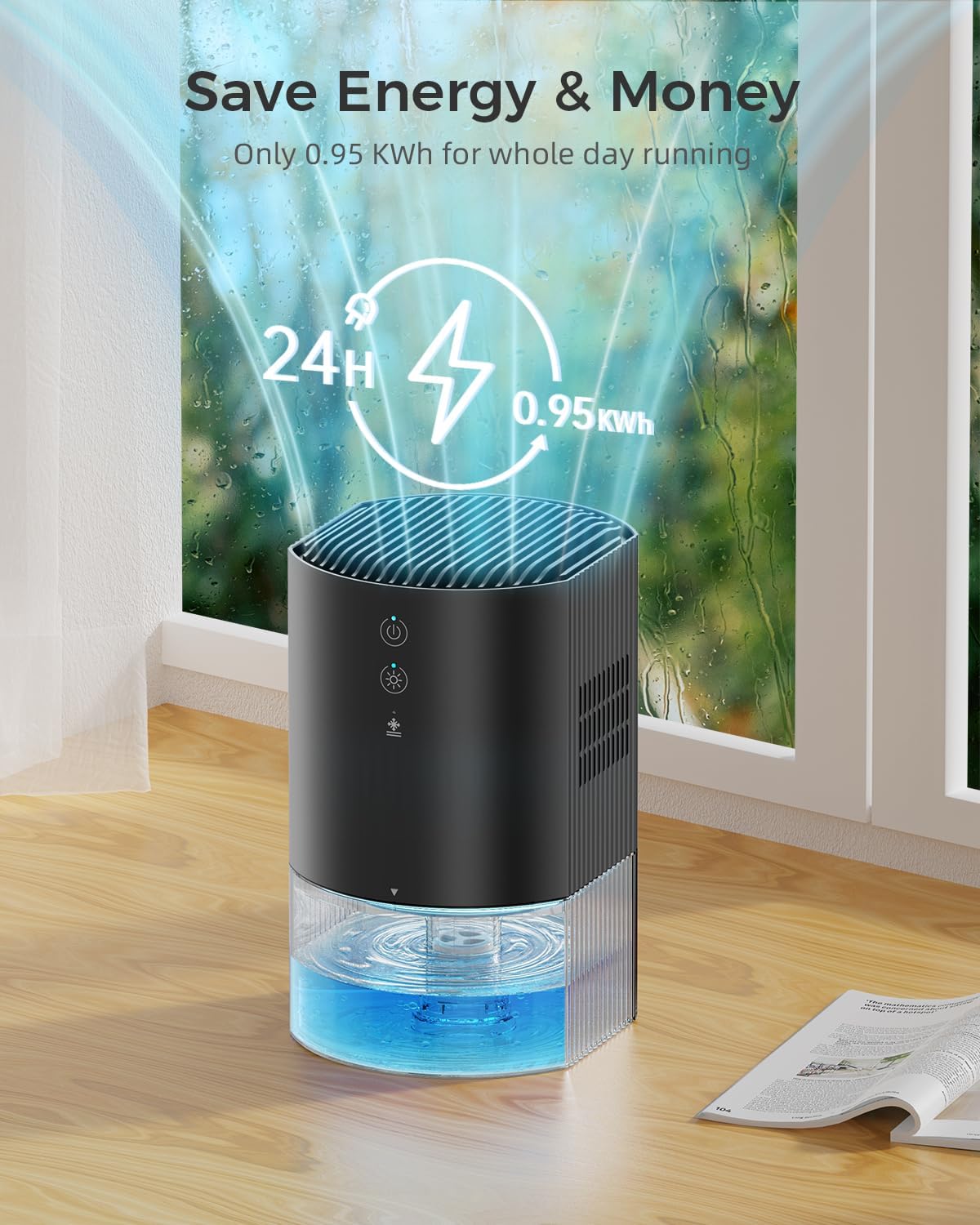 Skiennix Portable Dehumidifier - Ultra Quiet, Energy Saving with Auto Shut Off & Colorful Light | 35 OZ for Home, RV, Office