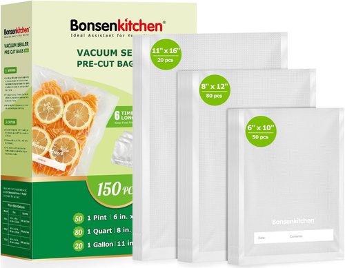 Bonsenkitchen Vacuum Sealer Bags - Commercial Grade BPA-Free Food Storage | 20 Gallon, 80 Quart & 50 Pint Sizes