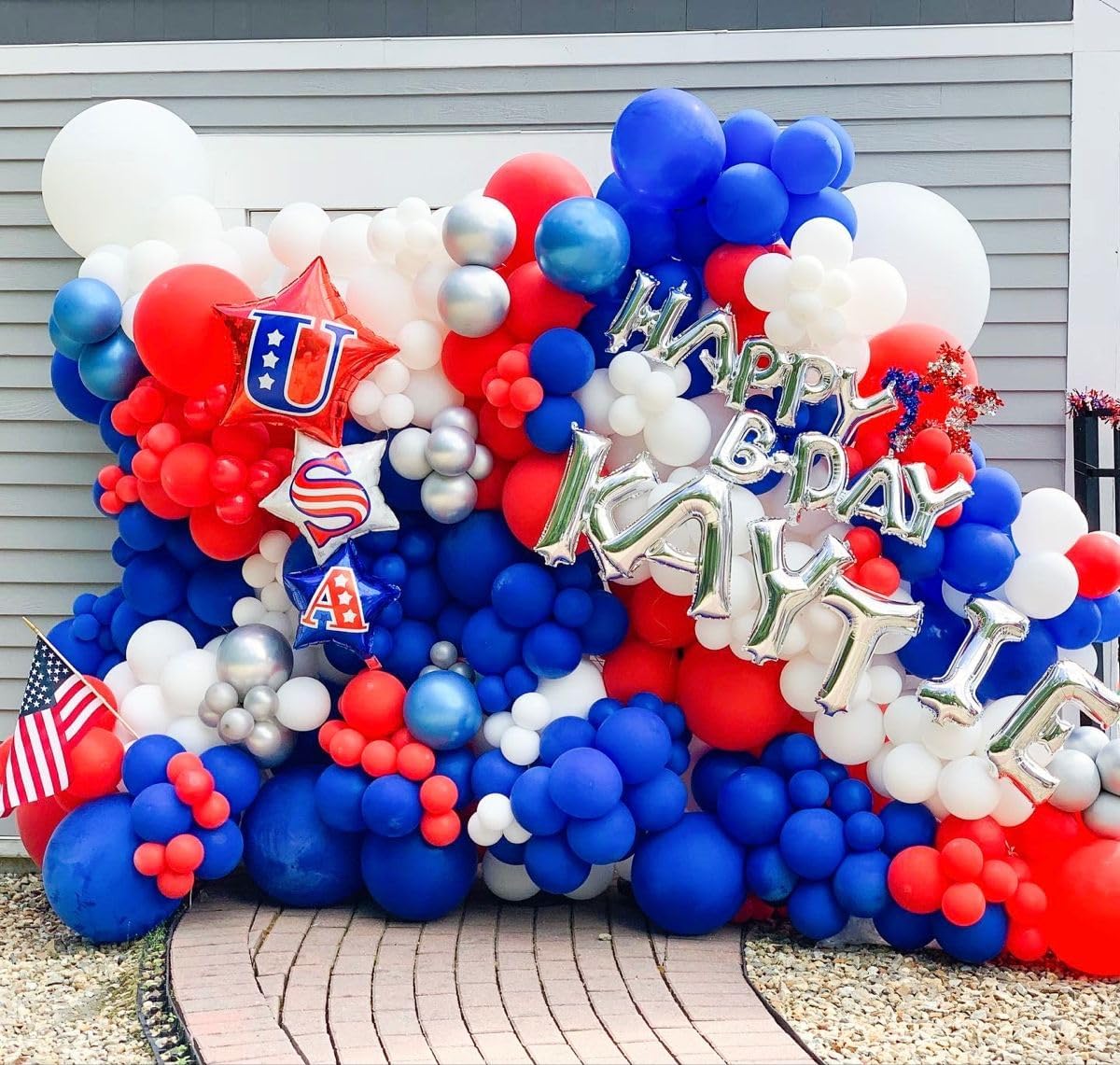 Voircoloria 130pcs Party Balloons - Red, White & Blue Latex in Various Sizes for Celebrations