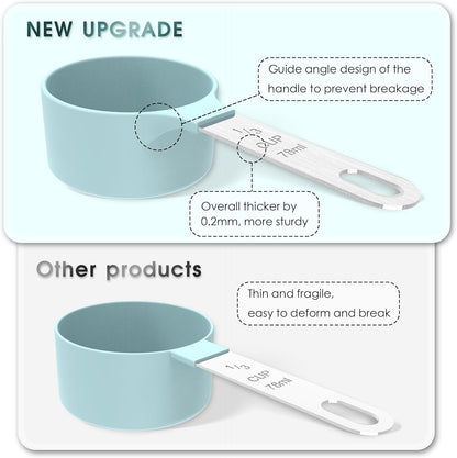 TILUCK Measuring Cups & Spoons Set - Stackable Kitchen Gadgets with Stainless Steel Handle | Gray