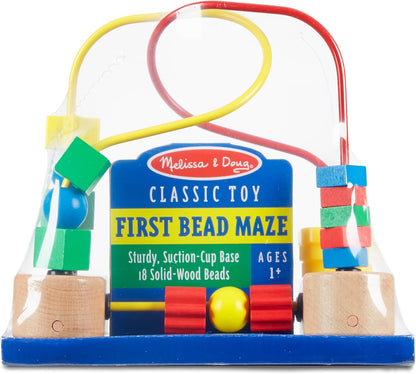 Melissa & Doug First Bead Maze - Educational Wooden Baby Toy with Suction Cups for Toddlers 1+