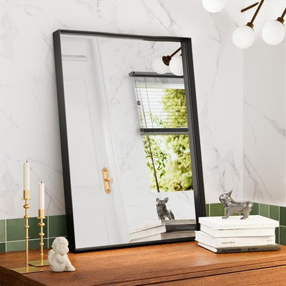 Dimelax Black Vanity Wall Mirror, 22x 30 Inch Rectangular Bathroom Mirrors for Over Sink, Aluminum Metal Framed Mirror, Tempered Glass, Anti-Rust, Wall Farmhouse Mirrors (Horizontal/Vertical)