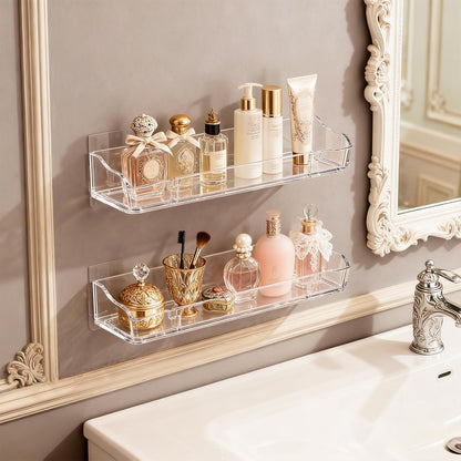 Upsimples Clear Acrylic Floating Shelves - Stylish Wall Organizer for Living Room, Bedroom & Kitchen