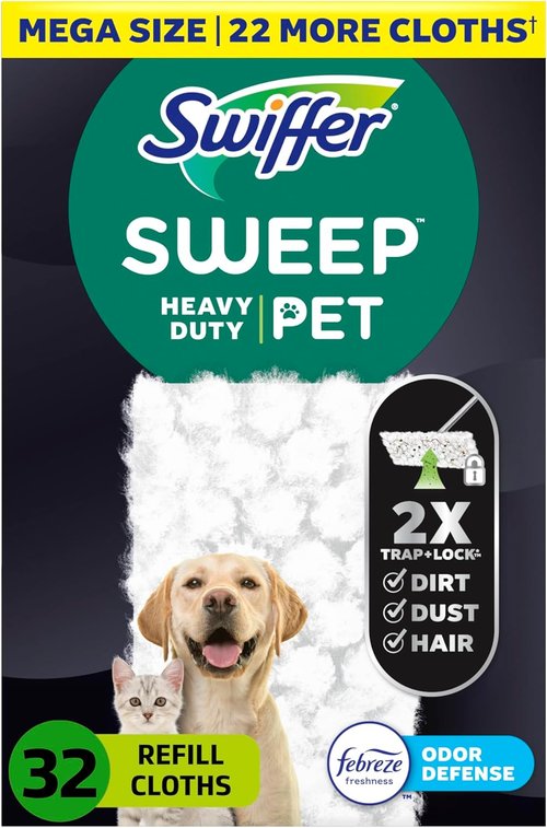 Heavy Duty Sweep + Mop Dry Pads Refill | All-Purpose Floor Cleaner for Home & Kitchen - 32 Count