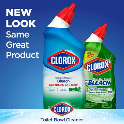 Clorox Toilet Bowl Cleaner - Liquid Disinfectant with Clinging Bleach Gel | Fresh Scent, 24 Ounces