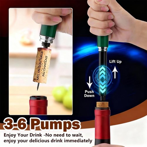 Air Pressure Wine Bottle Opener - NUCOKRS Special Pen Shape Design Corkscrew with Foil Cutter 3-7 Times to Open Green Red