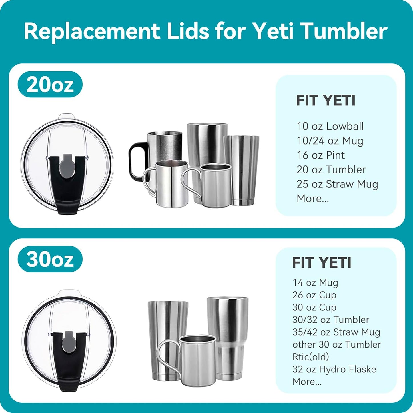 YETI 30oz Replacement Lids - Spill Proof Design | 2 Pack Compatible with YETI Tumblers