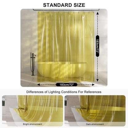 AmazerBath Yellow Shower Curtain Liner Heavy Duty, 100% EVA Clear Shower Curtain and Liner 2-in-1, 72x72 Luxury Plastic Weighted Bathroom Shower Liner, 12 Rustproof Grommets & 3 Heavyweight Stones