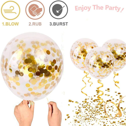 Zesliwy Black & Gold Confetti Balloons - 50 Pack Metallic Latex for Birthday & Graduation Celebrations