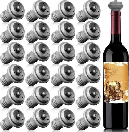 Honoson 24 Pieces Wine Stopper Resealable Pump Vacuum Silicone Saver Practical for Kitchen Supplies Bottle Tools (Grey)