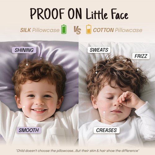 OLESILK Toddler 100% Mulberry Silk Pillowcase, Breathable Soft Smooth for Nursery Kids Night Sleeping, Silk Travel Pillow Cases with Hidden Zipper (1 Pack, Ivory, 13"x18")