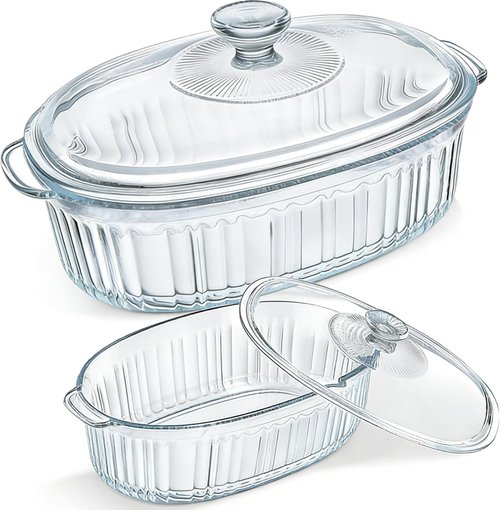 Glass Baking Dishes by [Brand Name] - Casserole Dish Set with Lid | 1.9 Qt & 3 Qt for Lasagna and Leftovers