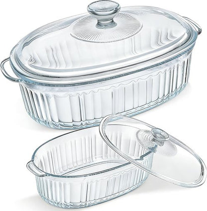 Glass Baking Dishes by [Brand Name] - Casserole Dish Set with Lid | 1.9 Qt & 3 Qt for Lasagna and Leftovers