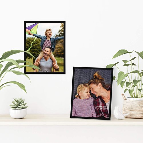 Americanflat 8.5x11 Picture Frame with Shatter-Resistant Glass - Set of 2 - Streamline Collection - Thin Border Photo Frame for Tabletop and Wall - Hanging Hardware and Easel Stand Included - Black