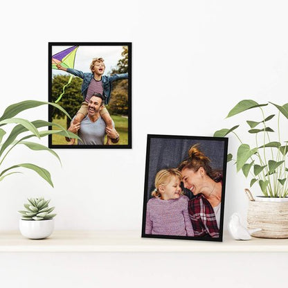 Americanflat 8.5x11 Picture Frame with Shatter-Resistant Glass - Set of 2 - Streamline Collection - Thin Border Photo Frame for Tabletop and Wall - Hanging Hardware and Easel Stand Included - Black
