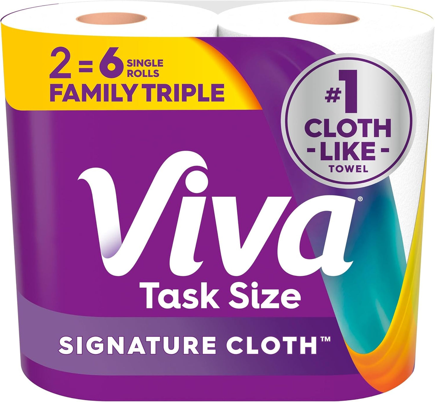 Viva Signature Cloth Paper Towels - Task Size | 2 Family Triple Rolls, 141 Sheets Each