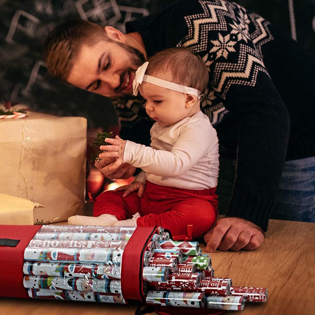 ProPik Wrapping Paper Storage Bag - Heavy-Duty Organizer for 24 Rolls | 40-Inch Clear PVC with Handles