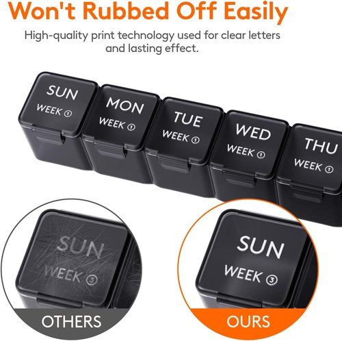 Lifewit Pill Organizer - 28-Day Vitamin Case with Large Compartments | Black Medicine Storage Solution