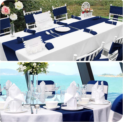 Skiennix Navy Blue Satin Table Runners - 12 Pack | 12 x 108 Inch for Weddings & Events