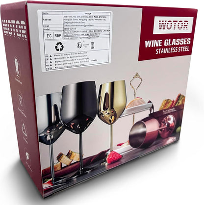 WOTOR Stainless Steel Wine Glasses Set of 4, 18oz Unbreakable Metal Wine Glass, Fancy, Unique Wine Goblets for Outdoor, Travel, Camping and Pool, Ideal Gift for Wine Lovers (Silver)