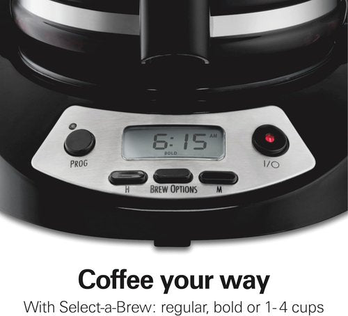 Hamilton Beach 12-Cup Programmable Coffee Maker - Regular & Bold Brew Options, Auto Pause, Black & Stainless Accents