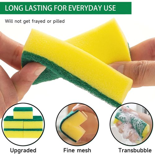 Sponges Kitchen 16 Count, Heavy Duty Scrub Sponges for Cleaning, Effortlessly Clean Your Stovetop, Sinks, Stoves, Appliances