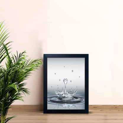 Skiennix Bathroom Decor Wall Art - Modern Heart Water Drop Canvas Print | Black Framed Design